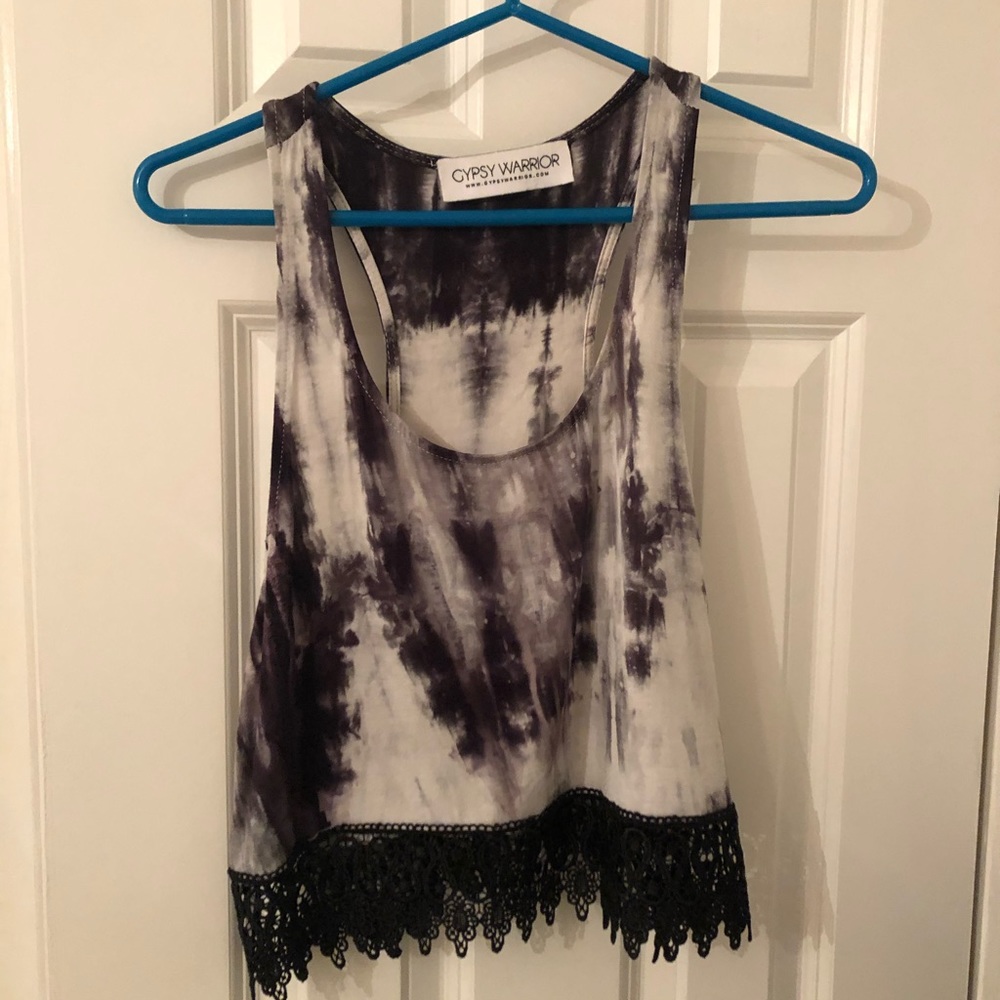 Gypsy Warrior Black & White Tie Dye Crop Tank